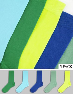ASOS DESIGN 5 pack ankle socks in colour block