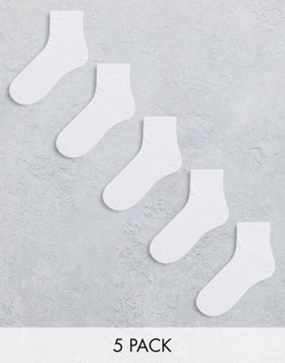 ASOS DESIGN 5 pack ankle socks in white