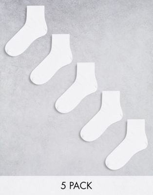 ASOS DESIGN 5 pack ankle socks in white
