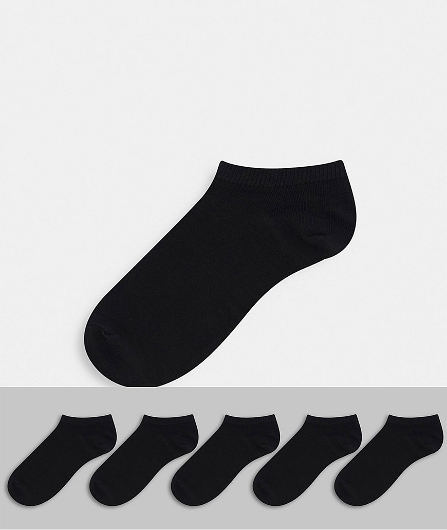 ASOS DESIGN 5-pack ankle socks-Black