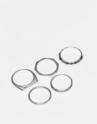 ASOS DESIGN ASOS DESIGN 5 pack band ring set in silver
