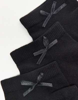 Asos Design 5 Pack Bow Back Sneaker Socks In Black
