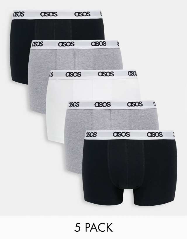 ASOS DESIGN 5-pack boxer briefs with branded waistband