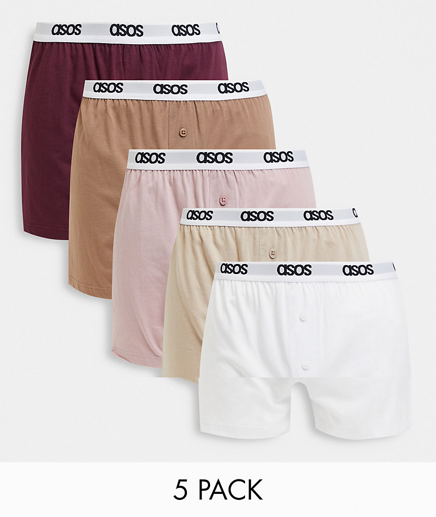 ASOS DESIGN 5 pack boxers in tonal shades-Multi