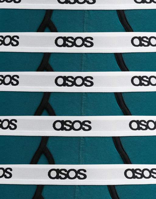 ASOS DESIGN 5 pack briefs in green in organic cotton save