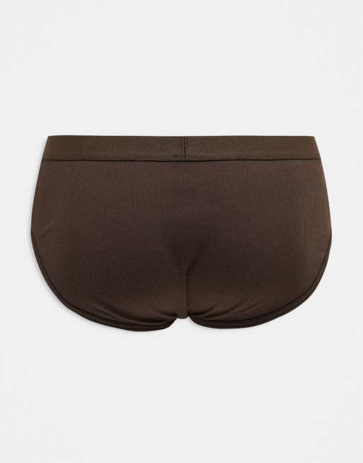 ASOS DESIGN 5-pack briefs in neutrals in rib