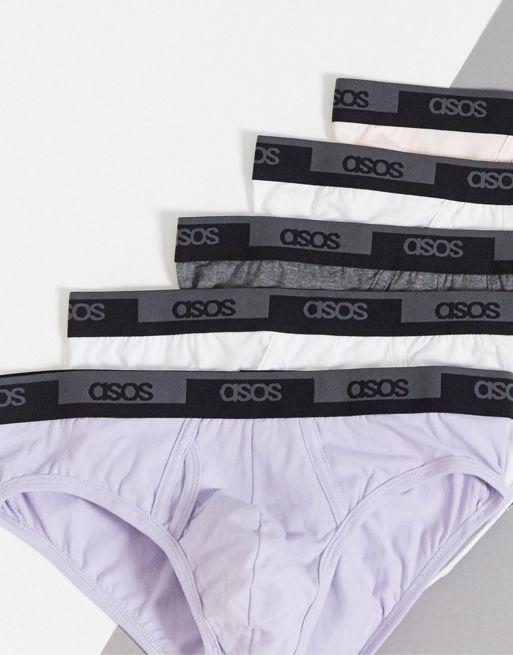 ASOS 5 Pack Briefs with Contrast Trim for Men