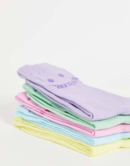 ASOS DESIGN 5 pack calf length rib face days of the week socks in ...