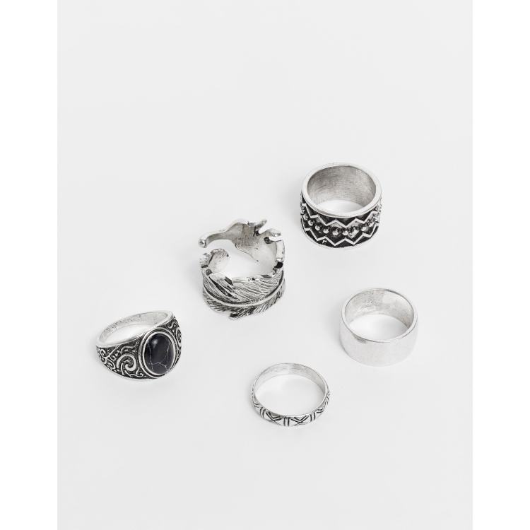 Burnished Silver Tone Multi Size Ring Set