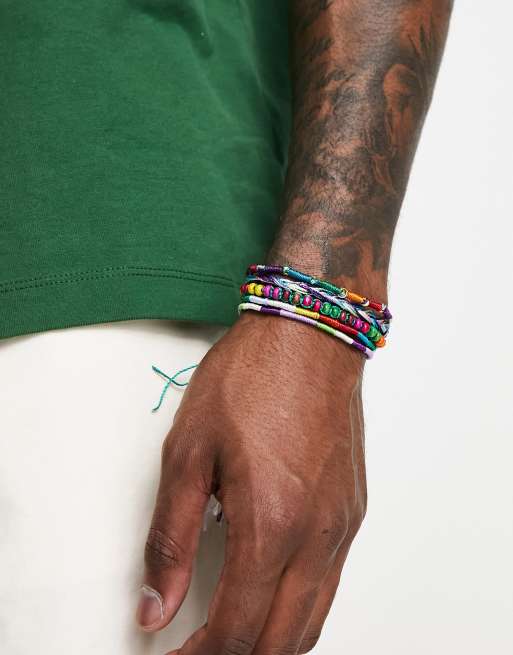ASOS DESIGN 5 pack cord bracelet set in multi color   