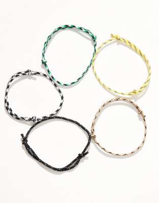Asos Design 5 Pack Cord Bracelet Set In Multi