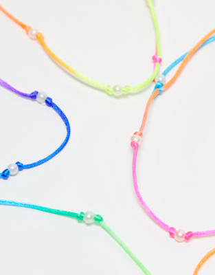 Asos Design 5 Pack Cord Bracelet Set In Multi