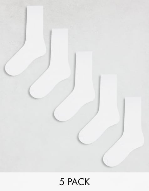 ASOS DESIGN 5 pack cotton-rich ankle socks in white - view 1