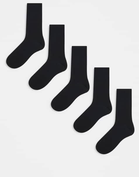 ASOS DESIGN 5-pack cotton-rich socks in black - view 1