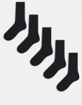 [ASOS DESIGN] ASOS DESIGN 5 pack cotton rich socks in black 37-42 BLACK