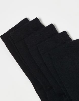 Asos Design 5-pack Cotton-rich Socks In Black