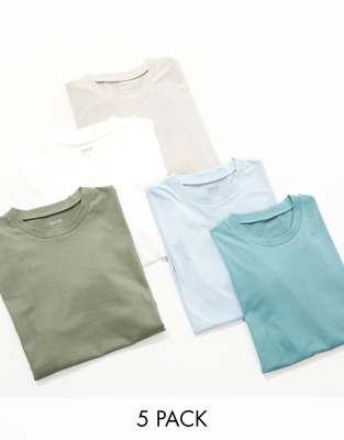 ASOS DESIGN ASOS DESIGN 5 pack crew neck t-shirts in multiple colours