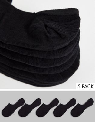 ASOS DESIGN 5 pack invisible liner sock in black save