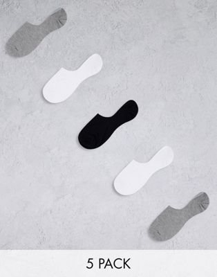 ASOS DESIGN 5 pack invisible liner sock in monochrome save