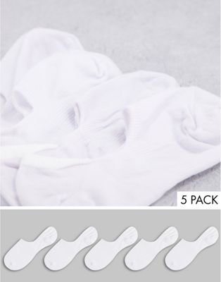 ASOS DESIGN 5 pack invisible liner sock in white save