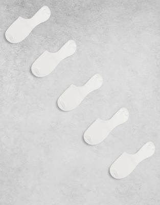 Asos Design 5 Pack Invisible Liner Socks In White