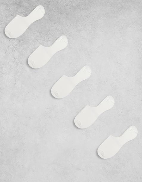 ASOS DESIGN 5 pack invisible liner socks in white - view 1