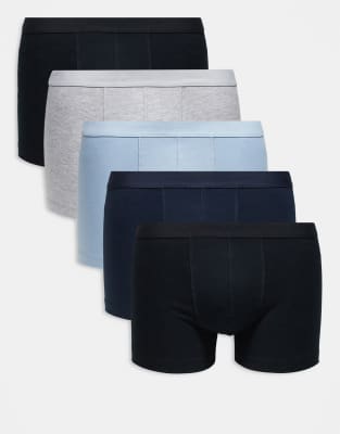 ASOS DESIGN 5 pack jersey boxer briefs in multi multi 8690₽