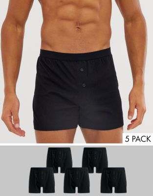 ASOS DESIGN 5 pack jersey boxers black