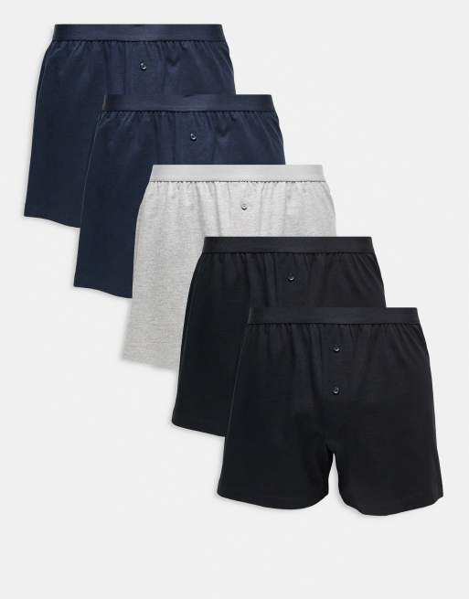 ASOS DESIGN 5 pack jersey boxers in multi