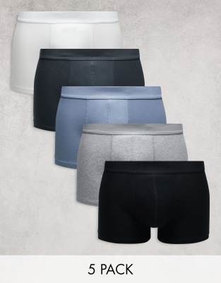 Asos Design 5 Pack Jersey Boxers In Multiple Colors