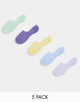 ASOS DESIGN 5 pack liner socks in pastel colours