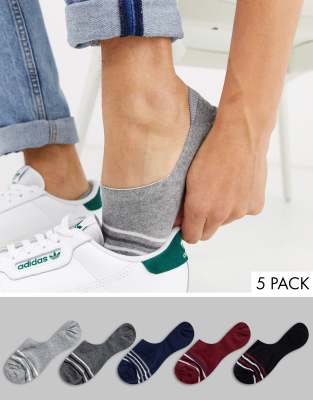 ASOS DESIGN  Randiga dolda strumpor i 5-pack - spara-Flerfärgad Flerfärgad