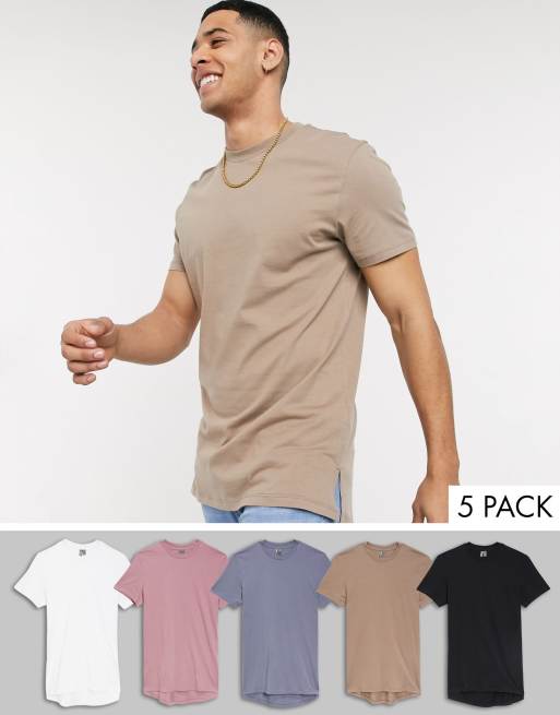 ASOS Longline T-shirt With Wide Scoop Neck And Raw Edge In Green for Men