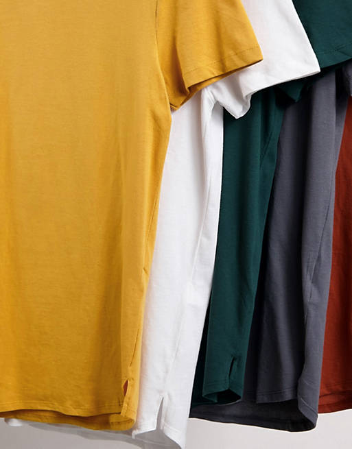 T-Shirts & Vests 5 pack longline t-shirt with side splits 