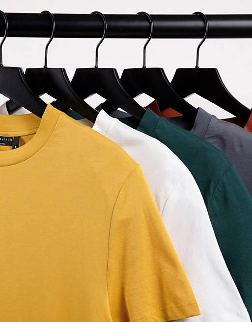T-Shirts & Vests 5 pack longline t-shirt with side splits 