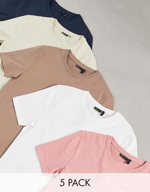 ASOS DESIGN 5 pack muscle fit t-shirt in multiple colors