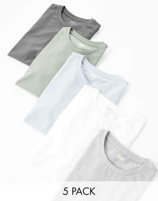 ASOS DESIGN ASOS DESIGN 5 pack muscle fit t-shirts in multiple colours