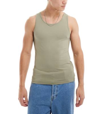 Asos Design 5 Pack Muscle Fit Tank Tops In Multi