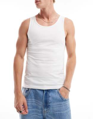 Asos Design 5 Pack Muscle Fit Tank Tops In Multi