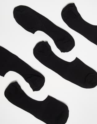 Asos Design 5 Pack No Show Socks In Black
