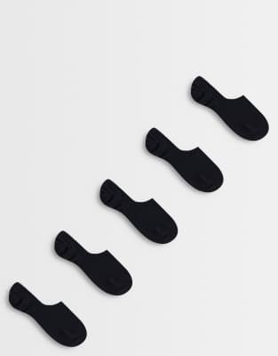 Asos Design 5 Pack No Show Socks In Black