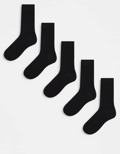 ASOS DESIGN 5 pack of cotton-rich ankle socks in black - view 1