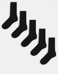 [ASOS DESIGN] ASOS DESIGN 5 pack of cotton-rich ankle socks in black 37-42 BLACK