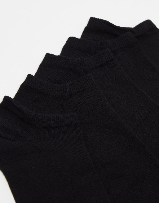 ASOS DESIGN 5 pack of trainer socks in black