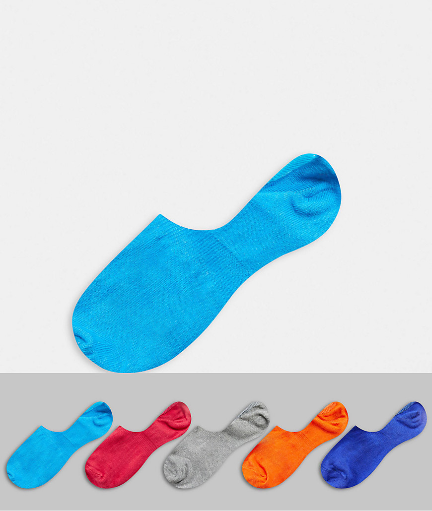 ASOS DESIGN – 5-pack osynliga strumpor i ljusa melerade toner-Flerfärgad
