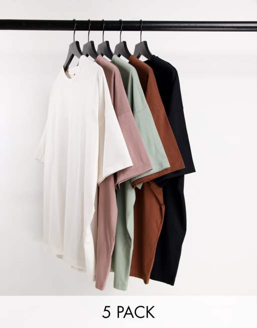 ASOS DESIGN 5 pack oversized t-shirt in multi - MULTI