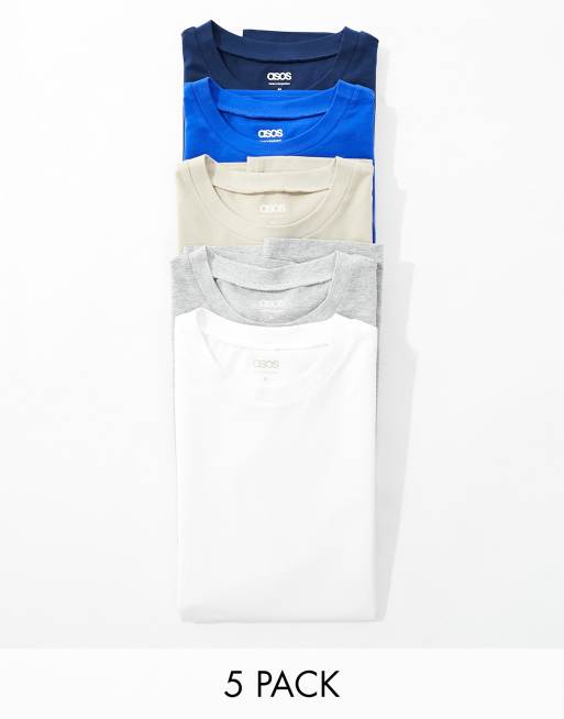 ASOS DESIGN 5 pack relaxed t-shirts in multiple colors