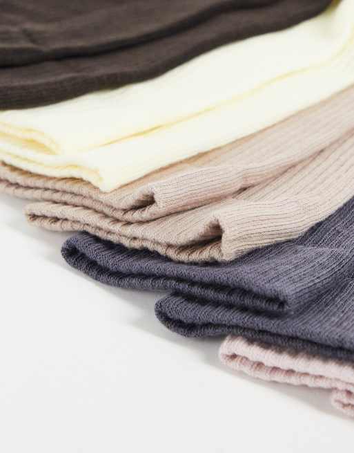ASOS DESIGN 5 pack ribbed ankle socks in neutral colours | ASOS