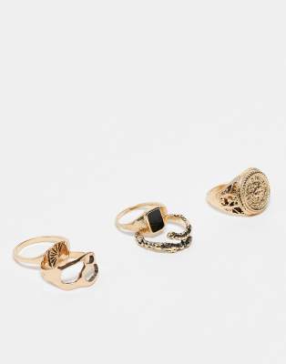 ASOS DESIGN ASOS DESIGN 5 pack ring set in gold tone