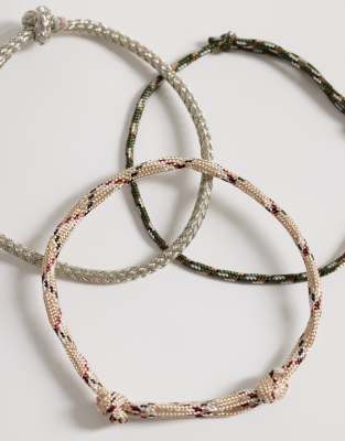 Asos Design 5 Pack Rope Puller Bracelets In Pattern